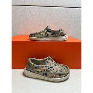 Hey Dude Wally Shoes Size Tan Monster Truck Print Slip On Loafer 10c #2639